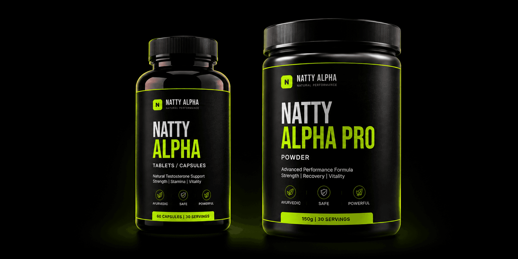 Natty Alpha supplements — capsule and pro powder